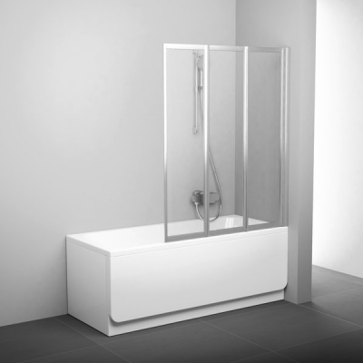 Штора для ванны Ravak VS3 - 100 RAIN белый профиль, 795P010041U (Уцененная позиция)